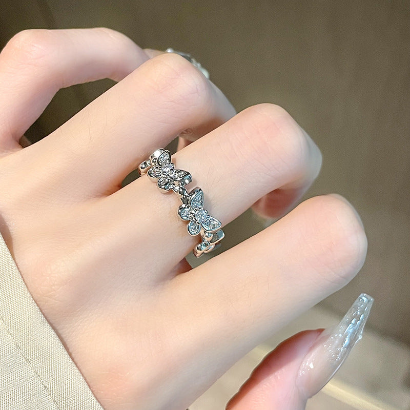 Butterfly Full Diamond Open-end Zircon Cold Rings