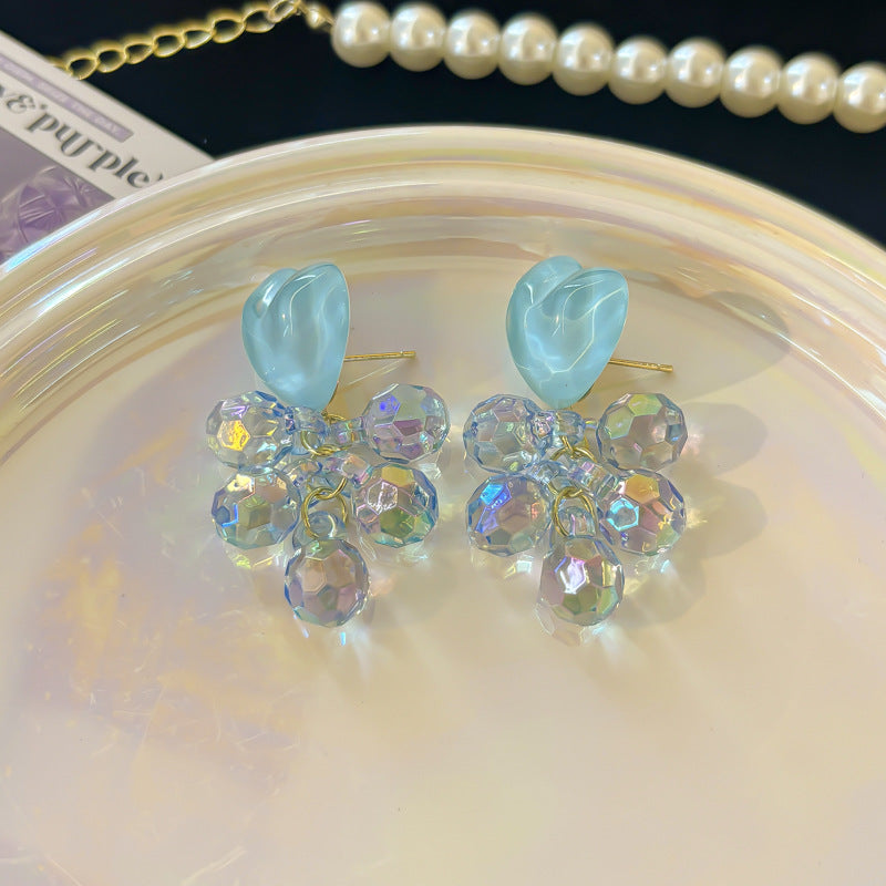 Needle Seaside Fairy Pearl Artificial Flower Tassel Female Stud Earrings