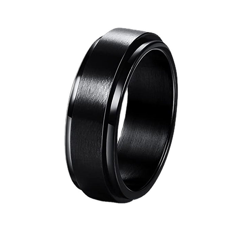 Rotatable Decompression Matte Brushed Couple Titanium Rings