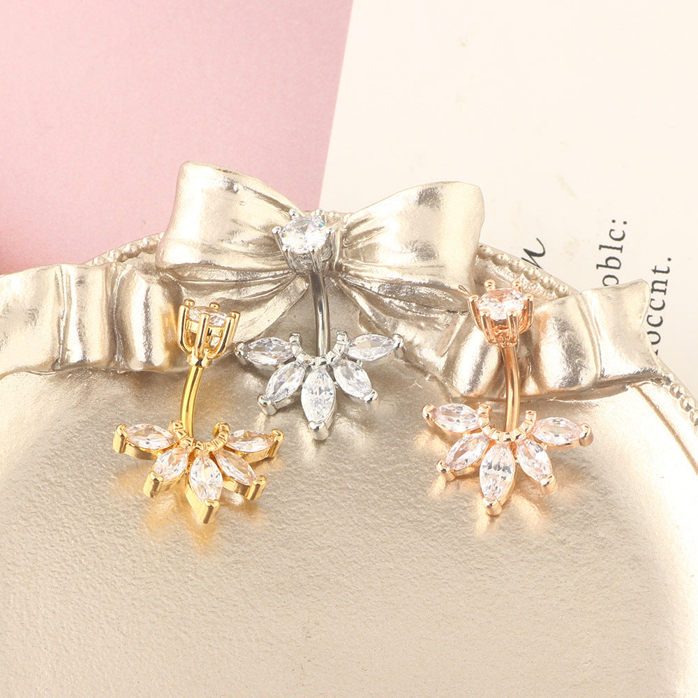 Double-headed Zircon Navel Human Body Puncture Double Zirconium Stud Earrings