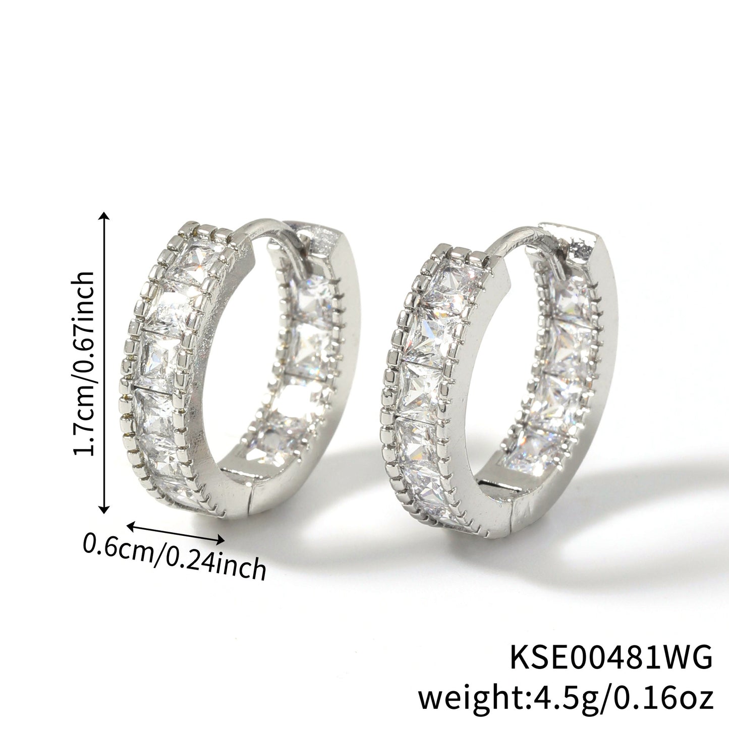 Color Square Zircon Shaped Clip Optional Fashion Full Diamond Ear Buckle