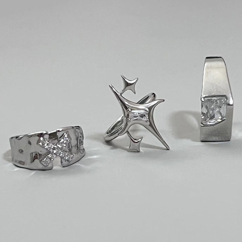 Style Sense Of Design Letter X Inlaid Rings