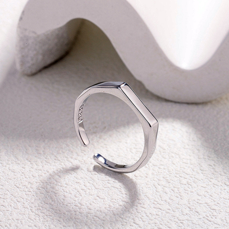 Fashion Geometry Pattern Square Round Smooth Opening Male Rings