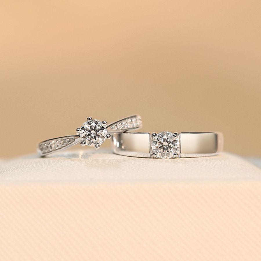 Carbon Stone Diamond Wedding Sterling Sier Pair Of Ring