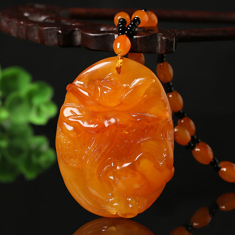 Light Luxury Minority Imitation Old Beeswax Mid-length Sweater Chain Necklaces