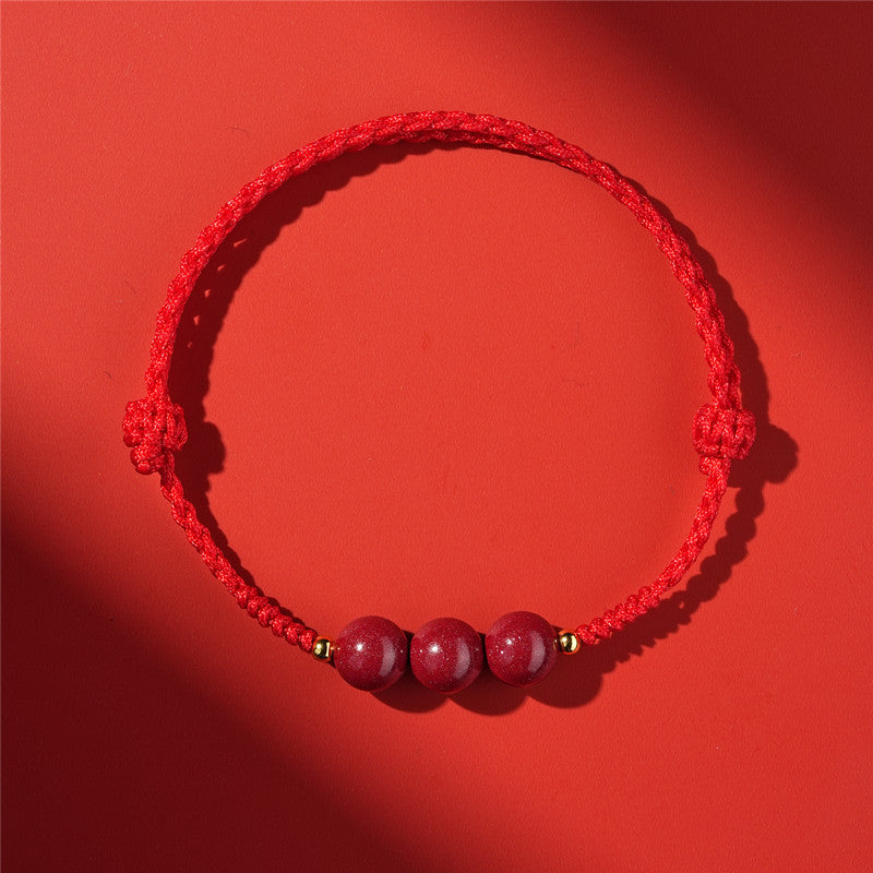 Life Red Rope Woven Cinnabar Jade Ethnic Style Advanced Bracelets