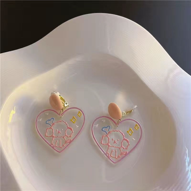 Women's Colorful Transparent Flower Niche Design Ear Stud Earrings