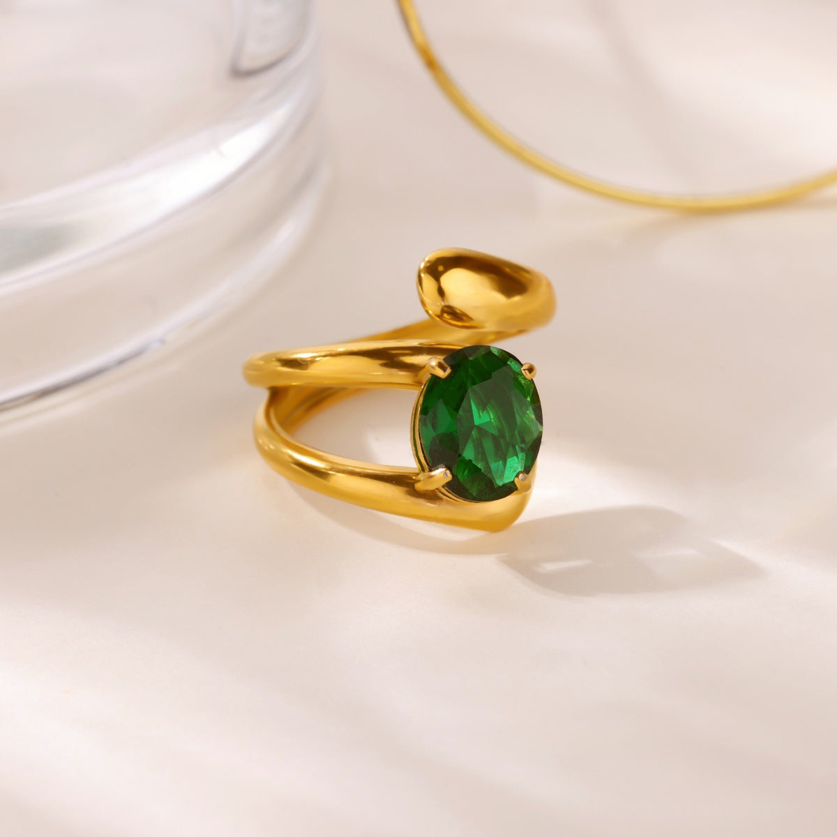 Women's Gold-plated Stainless Steel Geometric High-grade Open Ring
