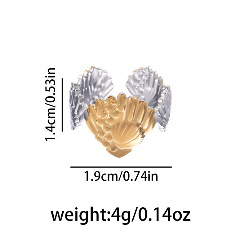 Personalized Two-color Stainless Steel Stacked Leaves Geometric Rings