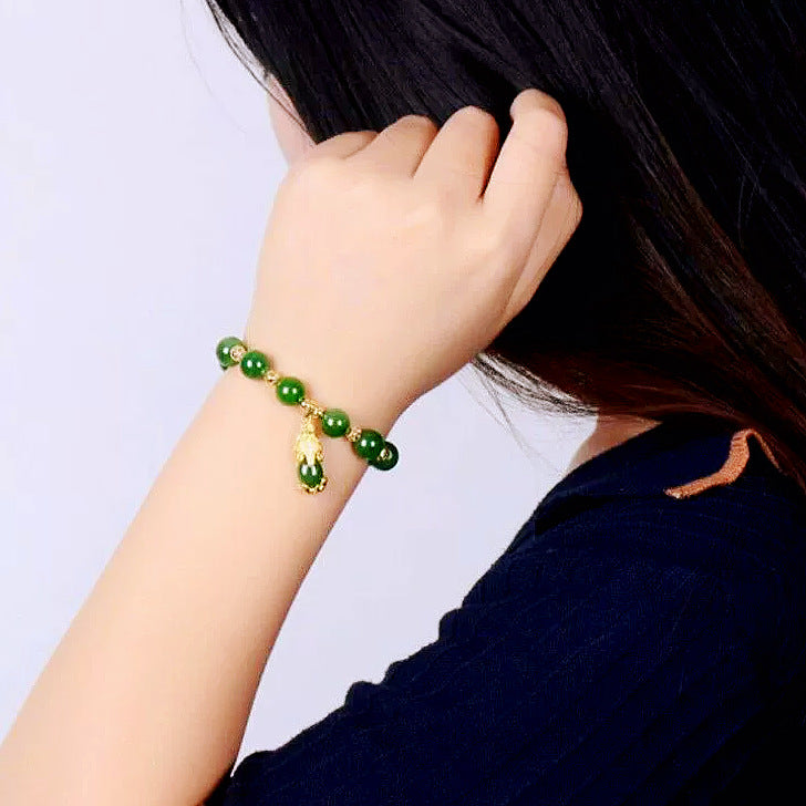 Green Jasper Ethnic Wind Sand Golden Imitation Emerald Live Broadcast Bracelet