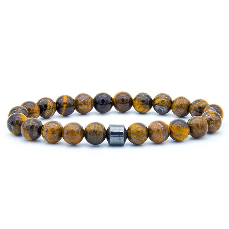 Men's Natural Haematite Handmade Beaded Volcanic Rock Bracelets