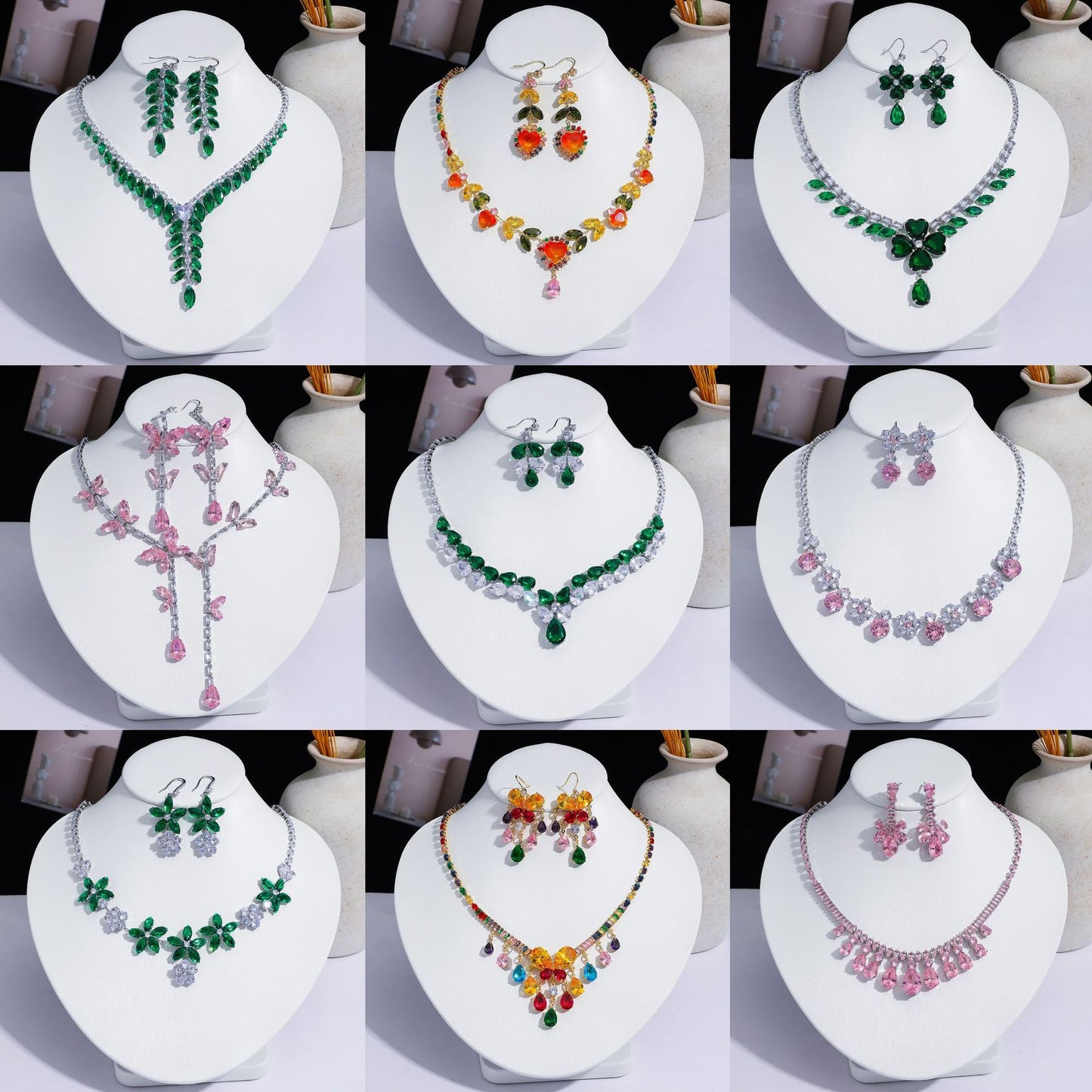 Fashion Trend Zircon Green Butterfly Tassel Necklace