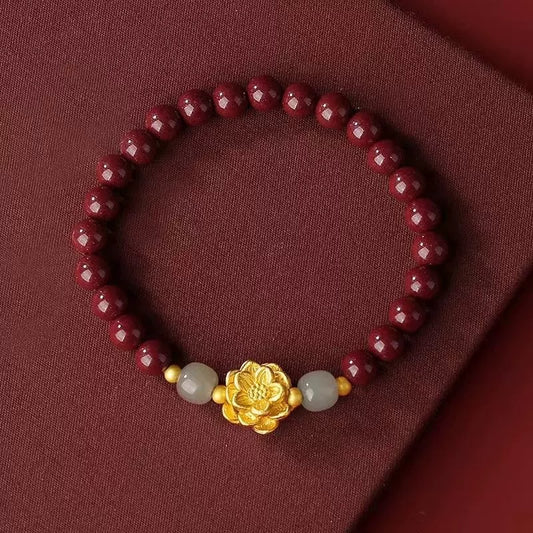Welfare Chinese Cinnabar Fu Lu Female Bracelet