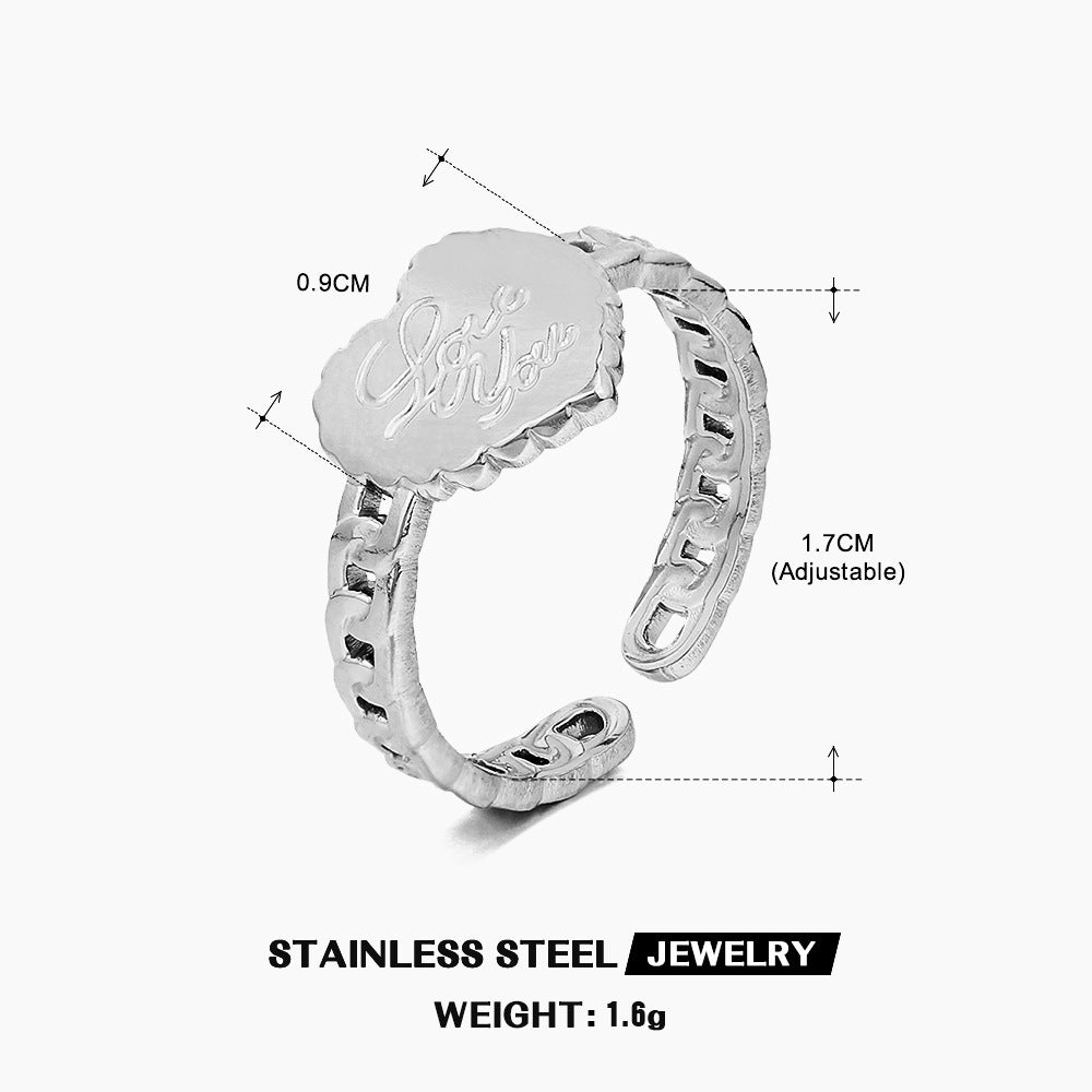 Fashion Trend Heart Shape Mirror Surface Polished Ring