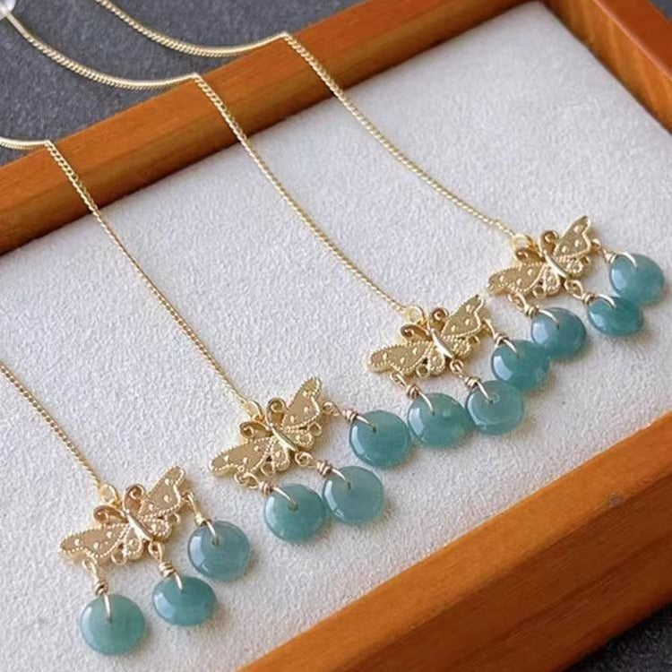 Women's Style Butterfly Hook Eardrop Tassel Retro Han Clothing Ear Line