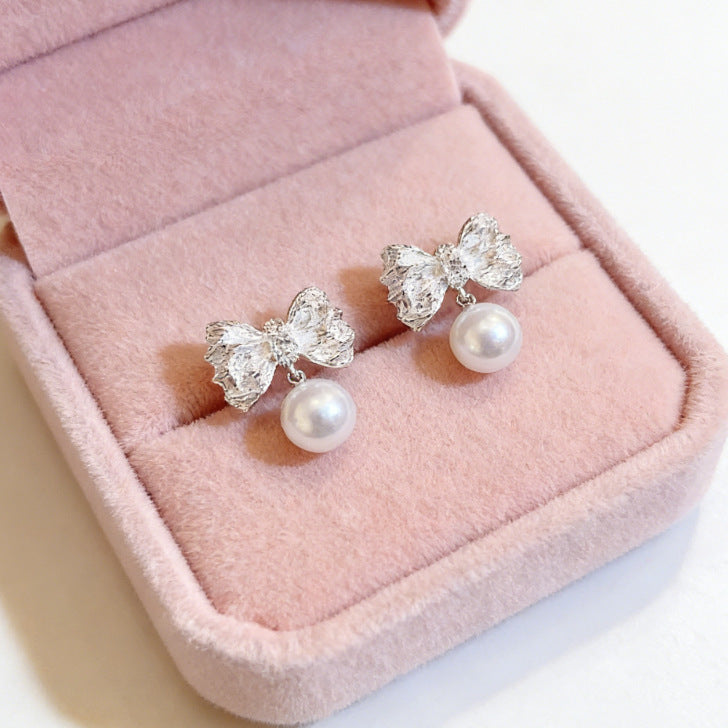 Bow Pearl Simple Niche High Sense Pendants