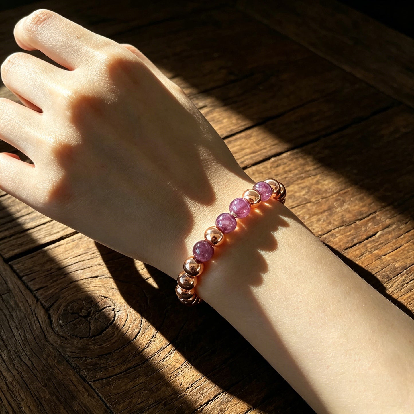 Natural Stone Garnet Gold Beads Handmade Bracelets