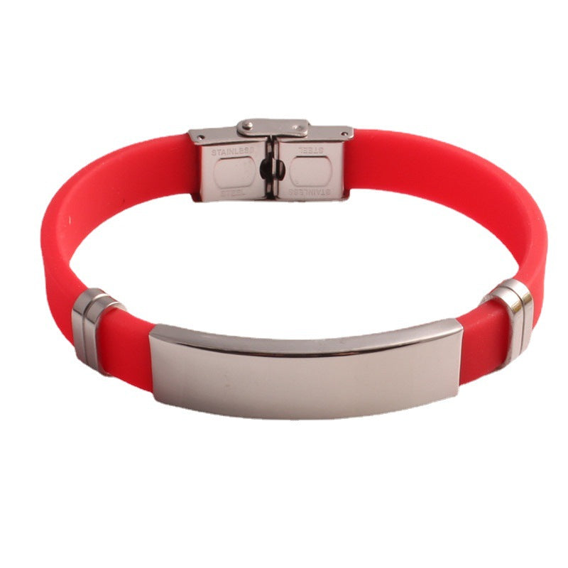 Wind Titanium Steel Couple Korean Style Can Carve Writing Silicone Bracelets