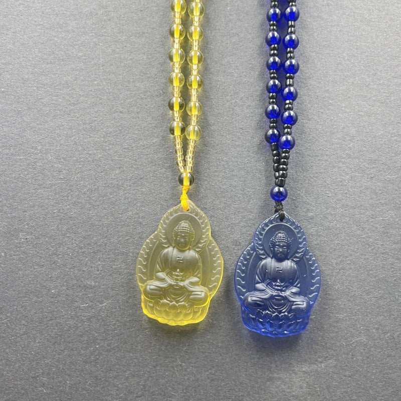 Women's & Men's Glaze Amitabha Han Pharmacist Buddha Blue Pendants