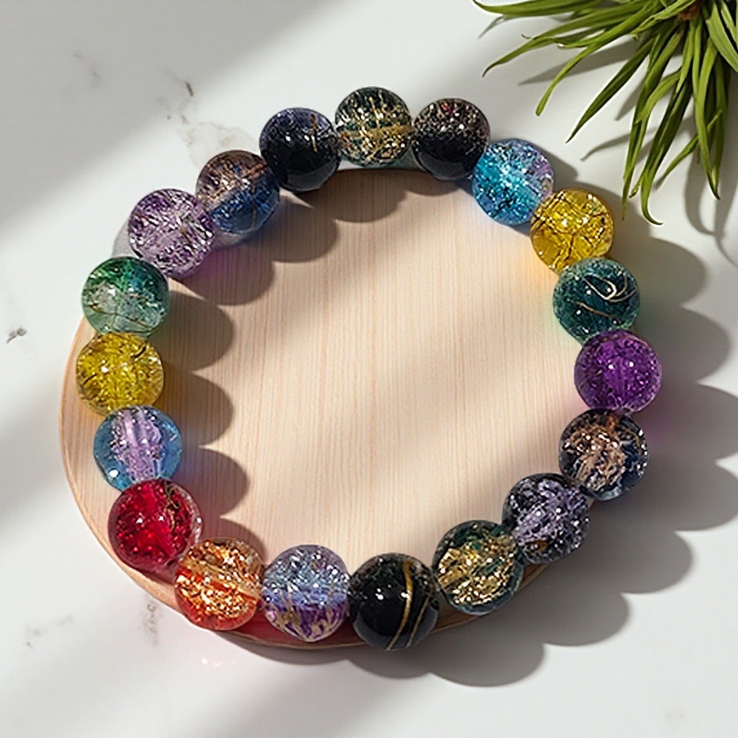 Purple Brushed Floral Beads Female Hand Toy Bracelet