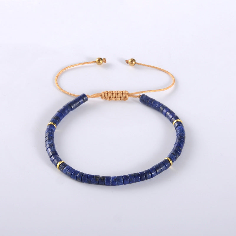 Natural Stone Spacer Beads Beaded Weave Boho Bracelet