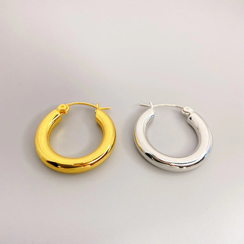 Shaped Fashion Metallic Brass Vacuum Plating Real Gold Earrings