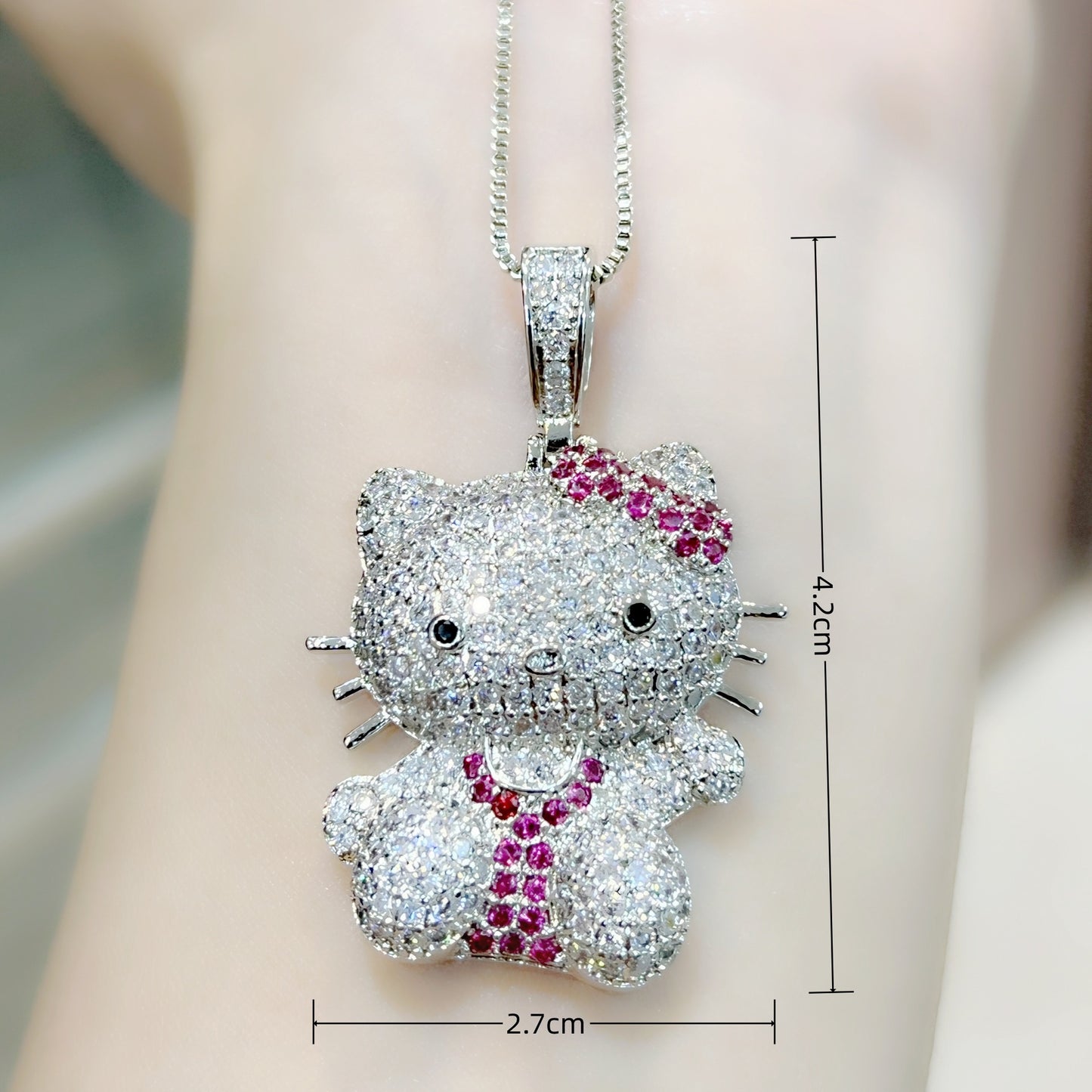 Hop Style Cute Sweet Full Diamond Cat Luxury Pendants