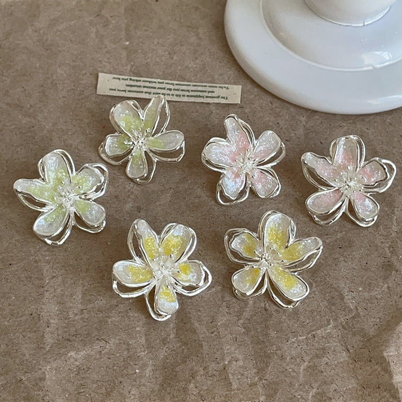 Women's Color Glass Flower Simple Fashion Trendy Earrings