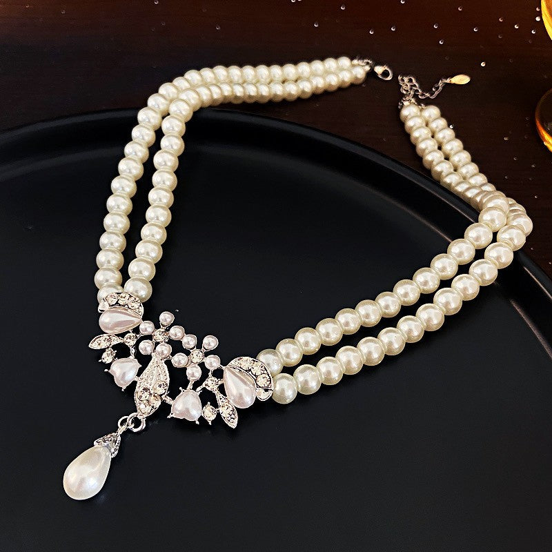 Pearl Short Design Rhinestone Collar Temperament Necklaces