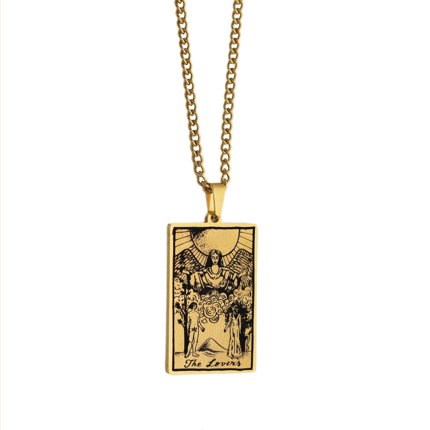 Zhang Tarot Titanium Steel Retro Rectangular Necklaces