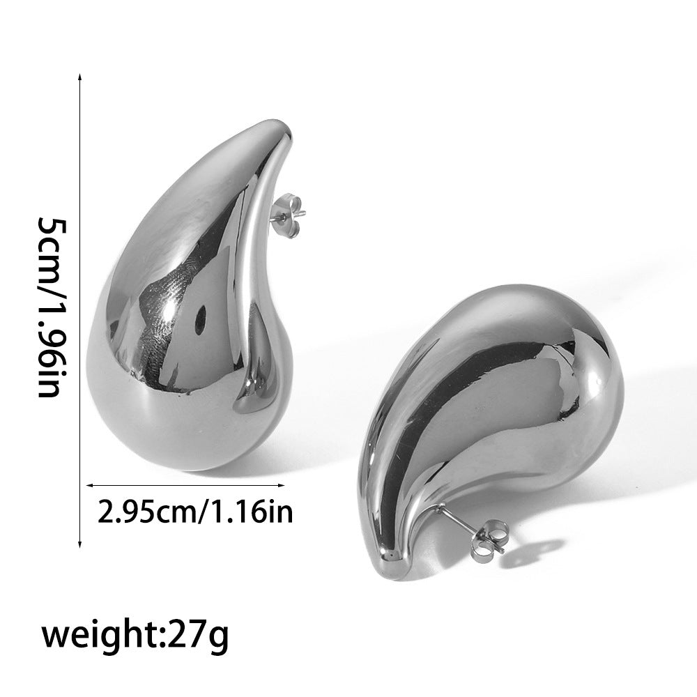 Women's High-grade Water Drop Gold Ear-ring Clip Titanium Rings