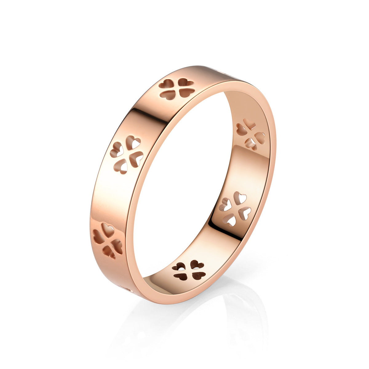 Clover Diamond Couple Stainless Hollow Design Ring