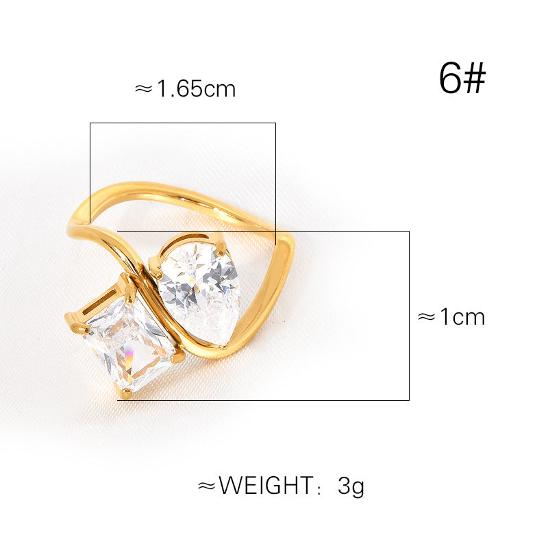 Women's Titanium Steel Vacuum Plating Diamond Water Rings