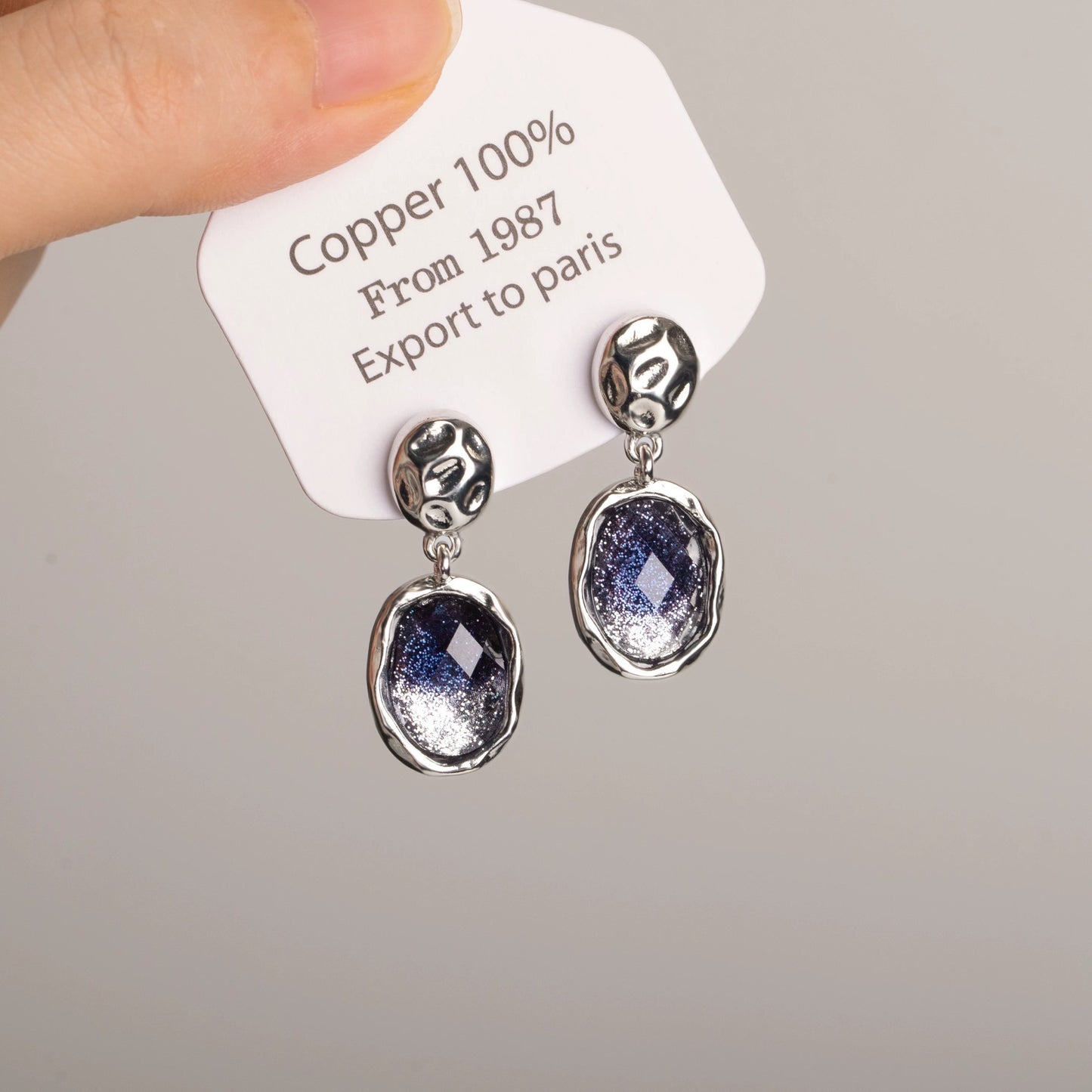 Exquisite Blue Starry Sky Gem Temperament Earrings