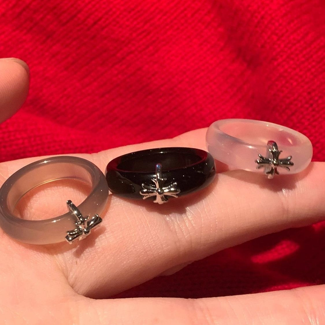 Simple Cross Transparent Female Light Luxury Trendy Fashion Personality Index Ring