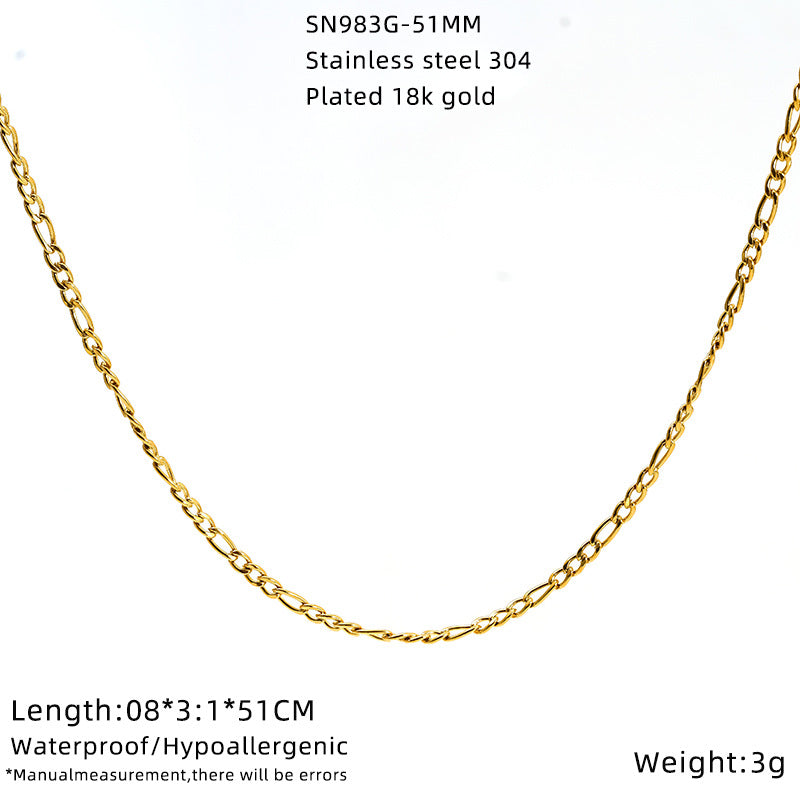 Stainless Steel Figaro Chain Hemp Flowers Water Necklace