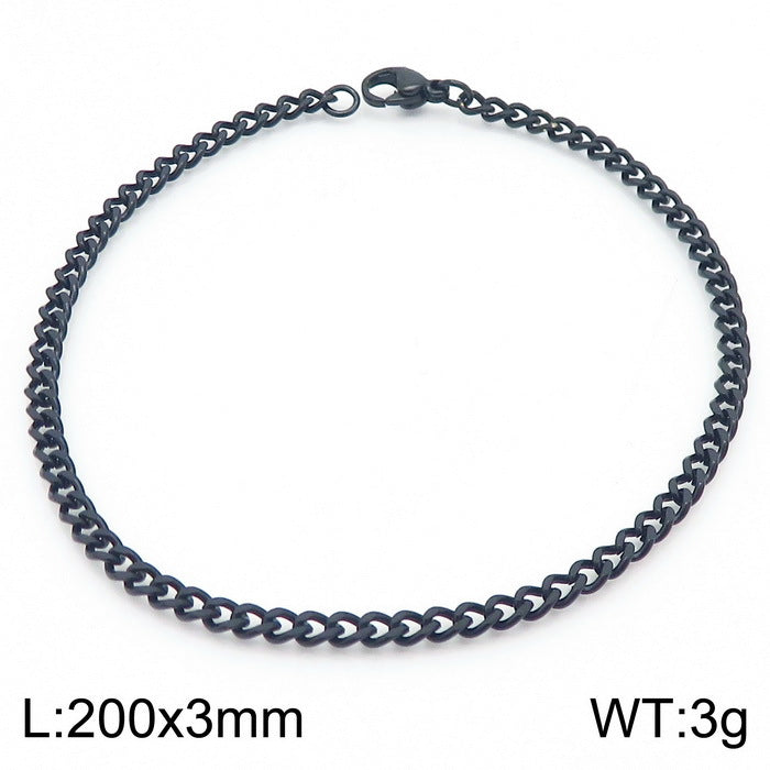 Men's Fashion Side Flat Chain Stainless Steel Bracelets