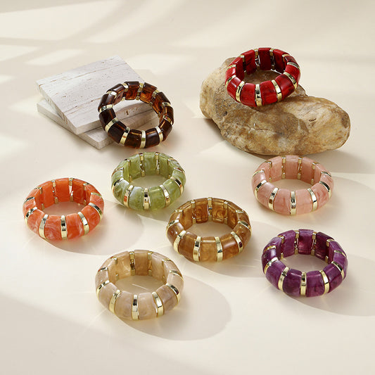 Women's Fashion Vintage Acrylic Elastic Elegant Bracelet