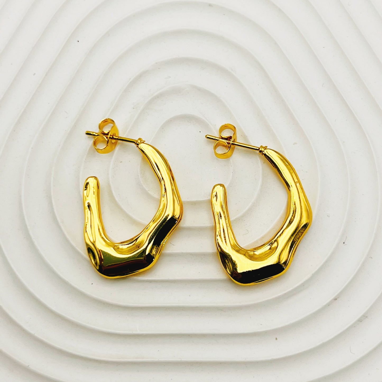 Women's Exaggerated Stainless Steel Round For Ear Clip Geometric Earrings