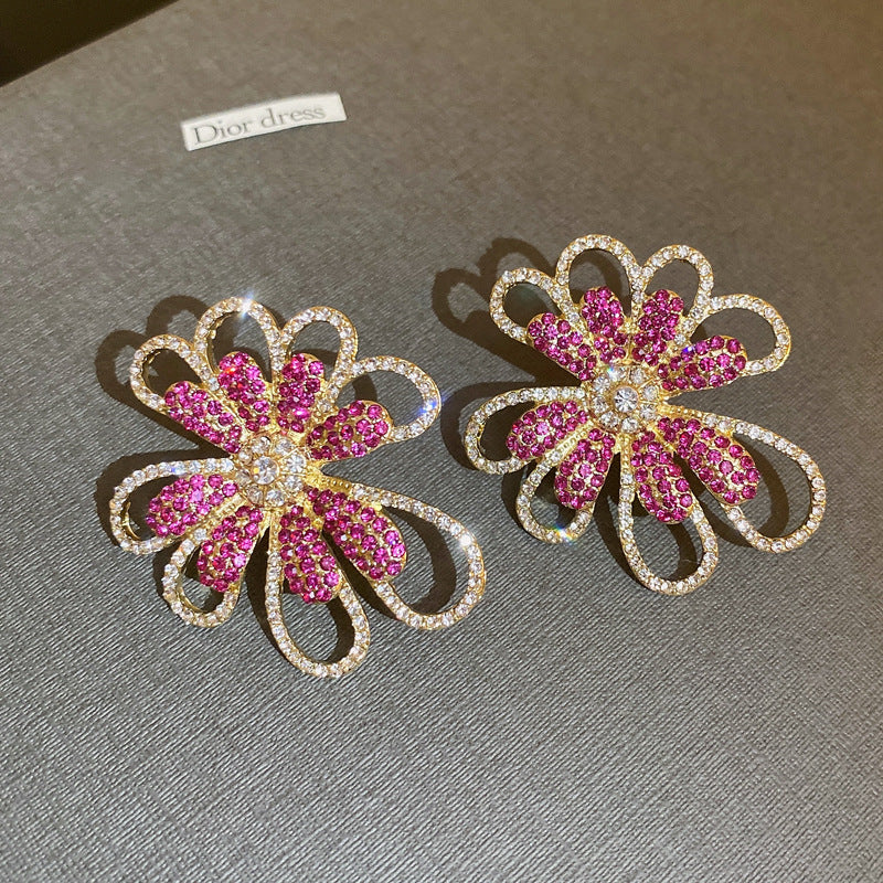 Women's Zircon Flower Light Luxury High-grade Temperament Fashion Earrings