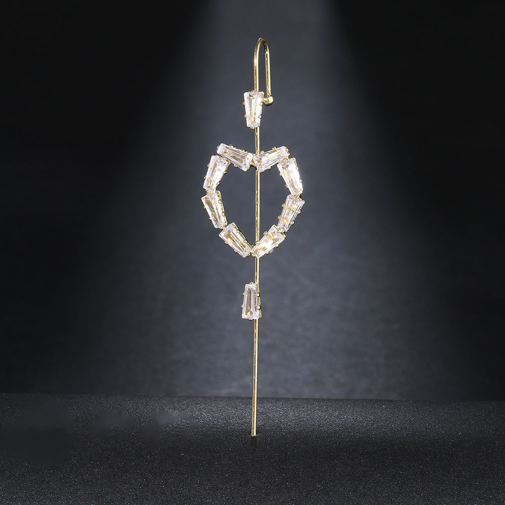Super Fairy Copper Inlaid Zircon Temperamental Cold Style Earrings