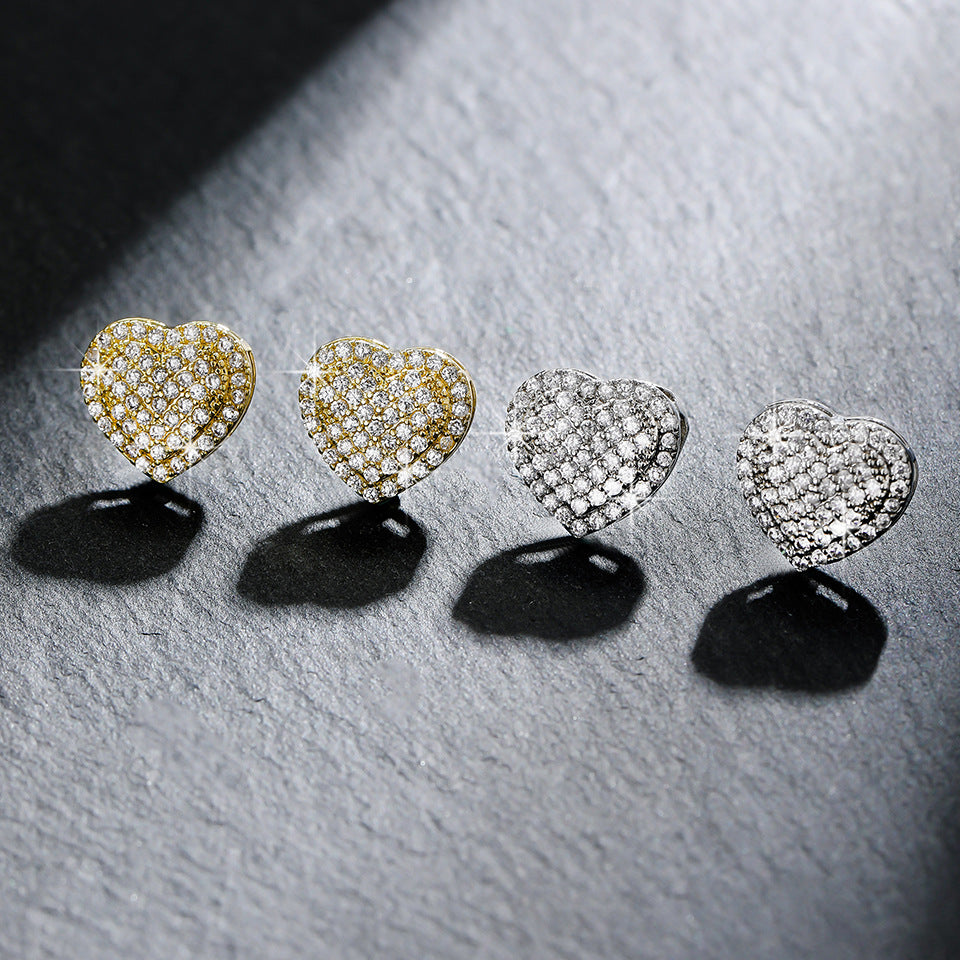 Women's Fashion Exquisite Geometric Love Heart-shaped Copper Inlaid Rings