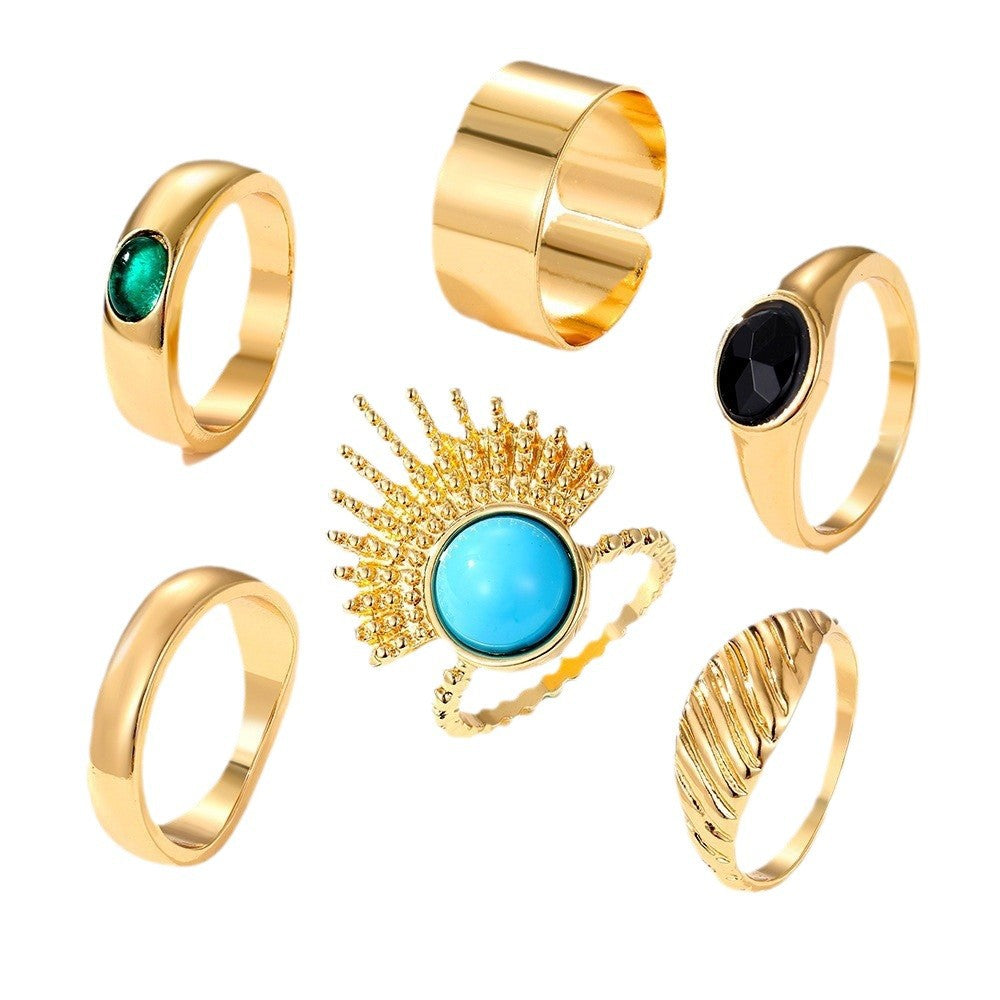 Men's High-grade Retro Emerald Niche Female French Ring