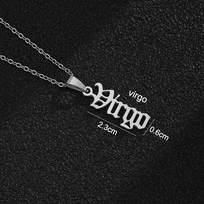 Women's & Men's Constellations Stainless Steel English Letters Titanium Clavicle Pendants