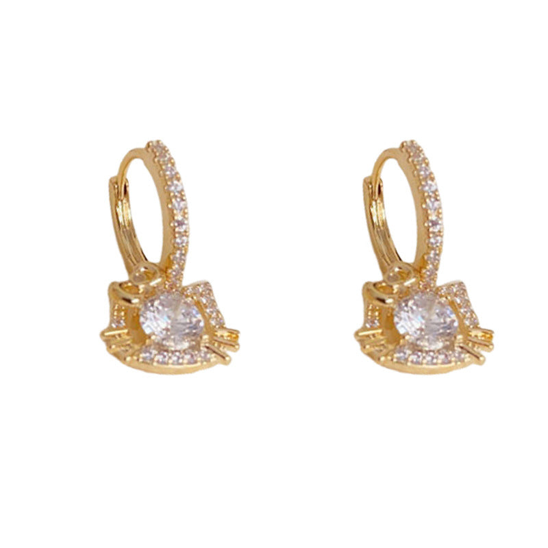 Women's Zircon Cat Clip Temperament Entry Lux Simple Ear Buckle