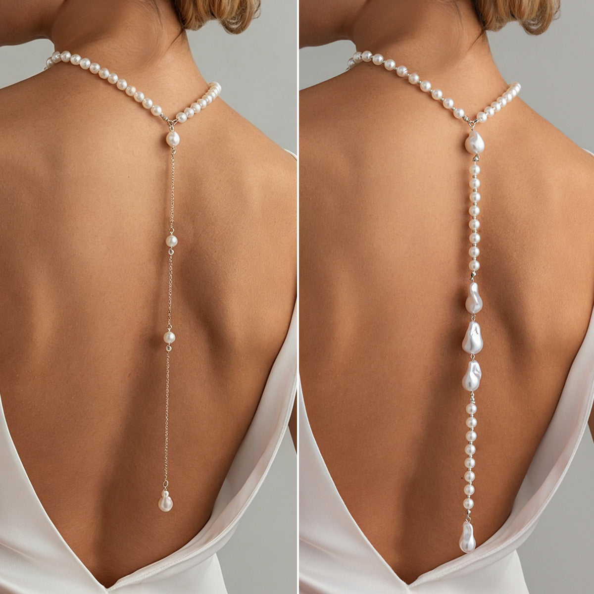 Body Chains Temperament Imitation Pearl Tassel Pastoral Style Back Chain Necklace