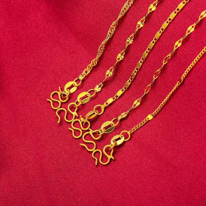 Women's Placer Gold Gold-plated Water Wave Chain Necklaces