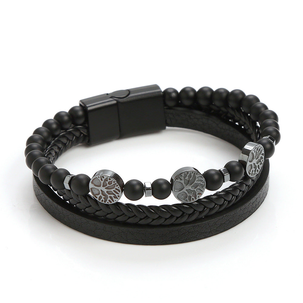 Men's Stainless Steel Volcanic Rock Magnetic Buckle Bracelets