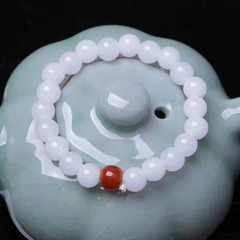 Women's Imitation Jade White Marble Agate Fashion Simple Crystal Stall Bracelet