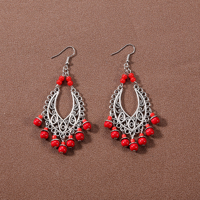 Tassel Turquoise Retro Minority Ethnic Style Graceful Personality Tibetan Earrings